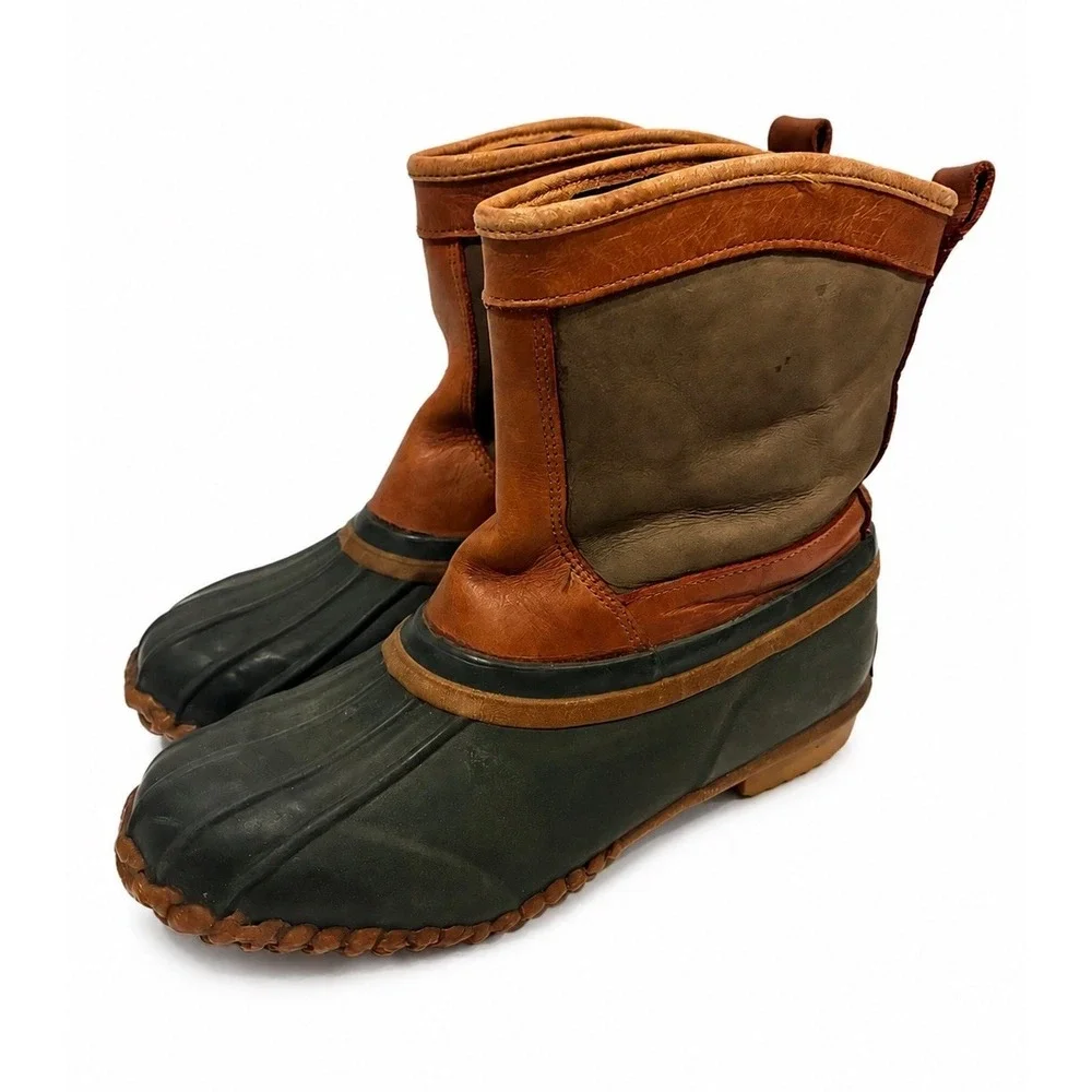 Timberland Mens Vintage Duck Boots Brown Green Waterproof Pull On Size 8 21307